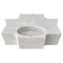 Carrara White Marble Wall-mount Bathroom Sink with 10" Backsplash (W)18" (L)48" (H)10" front view