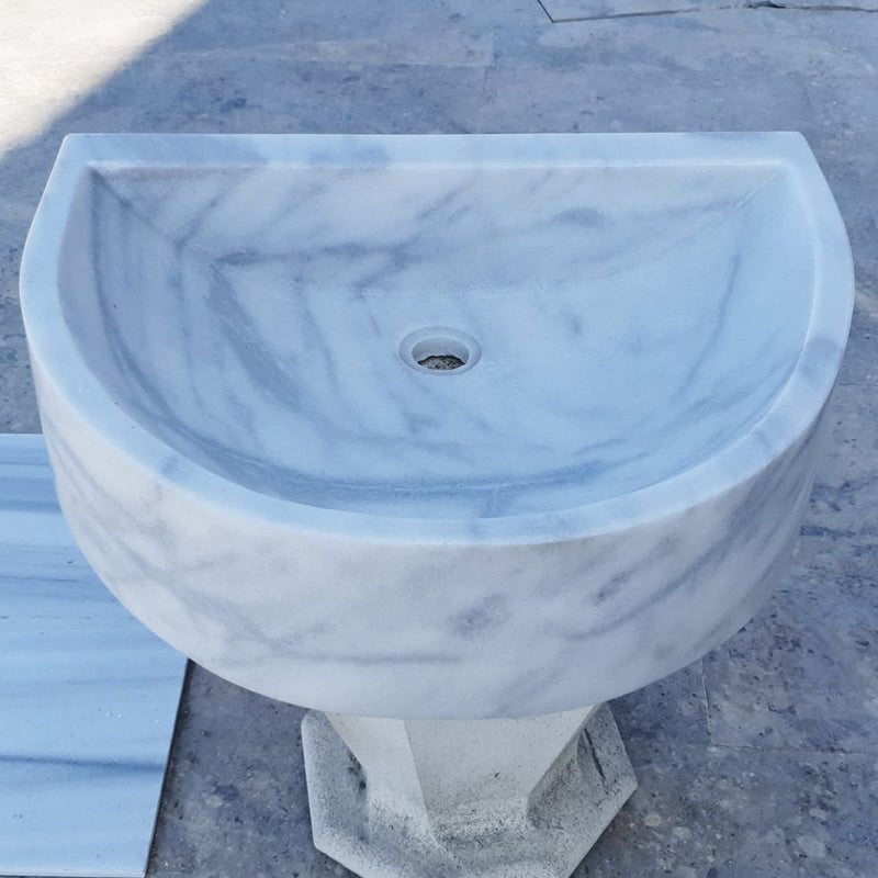 carrara white marble wall mount vessel sink 24 angle view