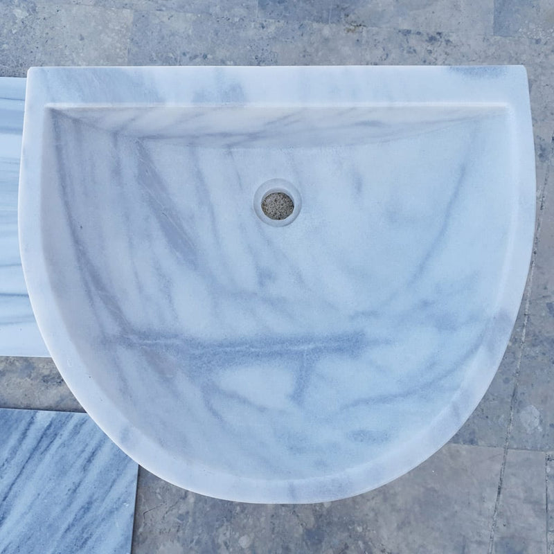 carrara white marble wall mount vessel sink 24 top view