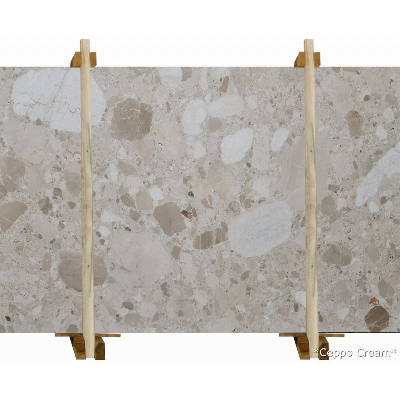 ceppo cream conglomerate beige marble slabs polished 2cm bundle front view