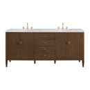 James Martin Myrrin 72" Double Bathroom Vanity, Mid-Century Walnut
