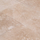 classic beige travertine tile 18x18 Honed Filled 9 tiles angle view