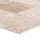 classic beige travertine tiles antique pattern brushed chiseled CBLTAPBFCE profile view