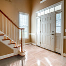 classic light beige travertine tile 12x24 Honed Filled installed to a foyer of house