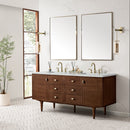 James Martin Amberly 72" Dual Mount Double Bathroom Vanity, Mid-Century Walnut