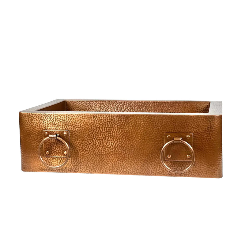 Hammered Copper Single-Bowl Farmhouse Sink with Rings - Ryla