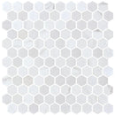 Cotton Multi Finish Hexagon Glass Mosaics 11 3/4x11 1/2