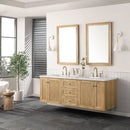 James Martin Laurent 72" Dual Mount Double Bathroom Vanity, Light Natural Oak