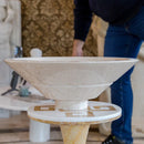 Crema Marfil Marble Natural Stone V-Shape Tapered Above Vanity Bathroom Sink High-Gloss Polished side view