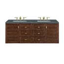 James Martin Amberly 60" Dual Mount Double Bathroom Vanity, Mid-Century Walnut