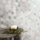 Carrara White Hexagon 11.75"x12" Honed Marble Mesh-Mounted Mosaic Tile 2" Hexagon-MSI Collection