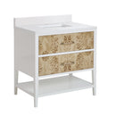 James Martin Olena 36" Single Bathroom Vanity, Polished White and Light Mappa Burl