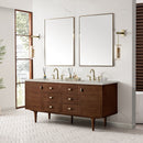 James Martin Amberly 72" Dual Mount Double Bathroom Vanity, Mid-Century Walnut