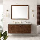 James Martin Amberly 60" Dual Mount Single Bathroom Vanity, Mid-Century Walnut