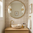 Delicate Beige Polished Basket Weave Marble Mosaics 12x12