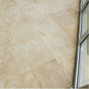 denizli beige travertine tile 18x18 Honed Filled 10071420 grouted zoom in
