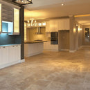 denizli beige travertine tile 18x18 Honed Filled 10071420 an empty area on a living room