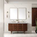 James Martin Amberly 60" Dual Mount Double Bathroom Vanity, Mid-Century Walnut