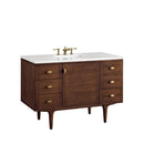 James Martin Amberly 48" Dual Mount Single Bathroom Vanity, Mid-Century Walnut