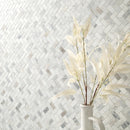 Arabescato Venato White 1"x2" Herringbone Honed Marble Mesh Mounted Mosaic Tile - MSI Collection