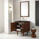 James Martin Amberly 30" Dual Mount Single Bathroom Vanity, Mid-Century Walnut