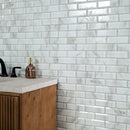 Ivory Amber Beveled Subway 11.81"x11.81" Glass Mesh-Mounted Mosaic Tile Pattern- MSI Collection