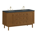 James Martin Laurent 60" Dual Mount Double Bathroom Vanity, Honey Oak