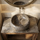 Emperador Brown Natural Stone Marble Vessel Sink Polished  (D)16" (H)6"