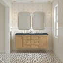 James Martin Laurent 60" Dual Mount Double Bathroom Vanity, Light Natural Oak