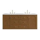 James Martin Laurent 60" Dual Mount Double Bathroom Vanity, Honey Oak