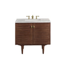 James Martin Amberly 36" Dual Mount Single Bathroom Vanity, Mid-Century Walnut