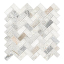 Arabescato Venato White 1"x2" Herringbone Honed Marble Mesh Mounted Mosaic Tile - MSI Collection