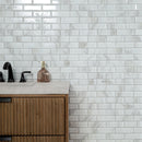 Ivory Amber Beveled Subway 11.81"x11.81" Glass Mesh-Mounted Mosaic Tile Pattern- MSI Collection