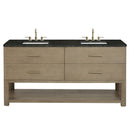 James Martin Lucian 72" Double Bathroom Vanity, Pebble Oak