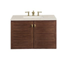 James Martin Amberly 36" Dual Mount Single Bathroom Vanity, Mid-Century Walnut