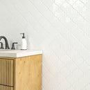 Whisper White Arabesque 10.83" x 15.5" Glazed Ceramic Mesh-Mounted Mosaic Wall Tile Pattern-MSI Collection