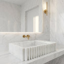 Carrara White Marble Wall-mount Bathroom Vanity Sink Fluted/Reeded (W)12" (L)20" (H)4"