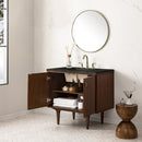 James Martin Amberly 36" Dual Mount Single Bathroom Vanity, Mid-Century Walnut
