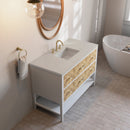James Martin Olena 48" Single Bathroom Vanity, Polished White and Light Mappa Burl