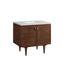 James Martin Amberly 36" Dual Mount Single Bathroom Vanity, Mid-Century Walnut