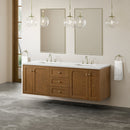 James Martin Laurent 72" Dual Mount Double Bathroom Vanity, Honey Oak