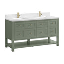 James Martin Breckenridge 60" Double Bathroom Vanity, Smokey Celadon
