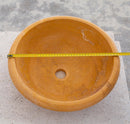 Round Gold Honed Travertine Vessel Sink 16 Inch Natural Bath