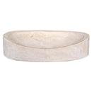 Oval Beige Travertine Vessel Bathroom Sink Handcrafted Light Stone