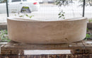 Oval Beige Travertine Vessel Bathroom Sink Handcrafted Light Stone
