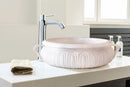 Round White Marble Vessel Bathroom Sink with Polished Surface 17 Inch