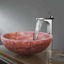Premium Red Travertine Natural Stone Vessel Sink For Bathroom