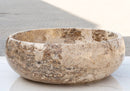 Valencia Beige Round Travertine Vessel Sink 16 Inch Stone Bathroom Vanity Top Polished