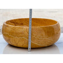Golden Sienna Travertine Natural Stone Vessel Sink Filled And Polished 16 Inch