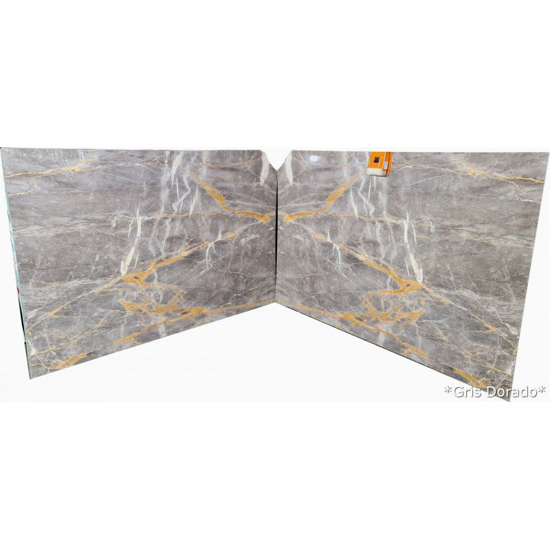 gris dorado gray marble slabs polished 2cm slabs bookmatching 2 slabs front view